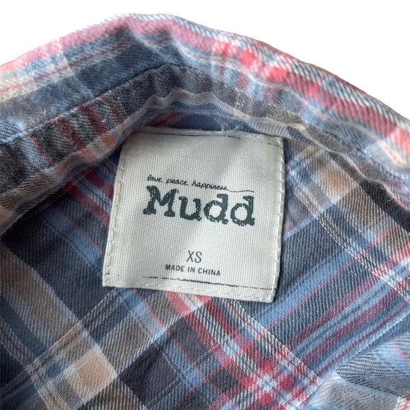 MUDD | Long Sleeve Blue Plaid Button Down Flannel Top - Picture 2 of 2